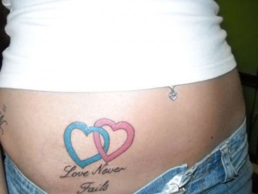 Loving Hearts Tattoo On Waist