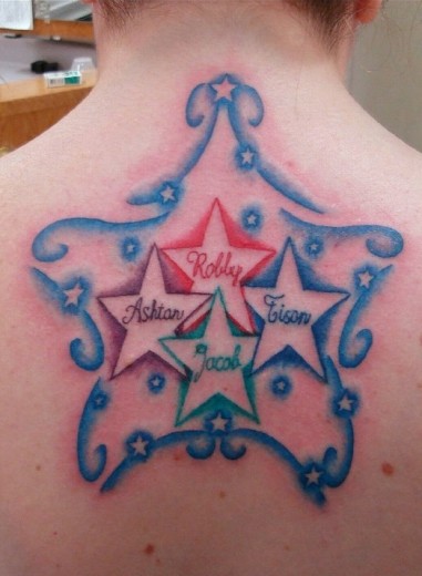 Memorial Stars Tattoo On Back