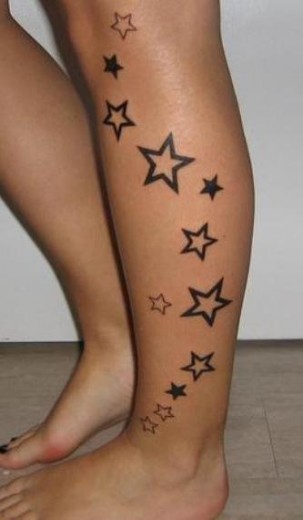 Stars Tattoo On Leg
