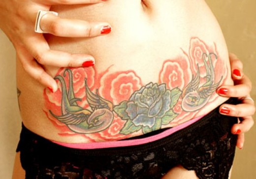 Swallow Roses Tattoo