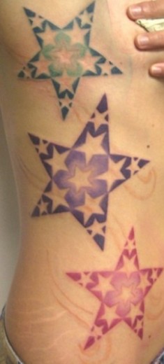 Three Stars Tattoo On Rib