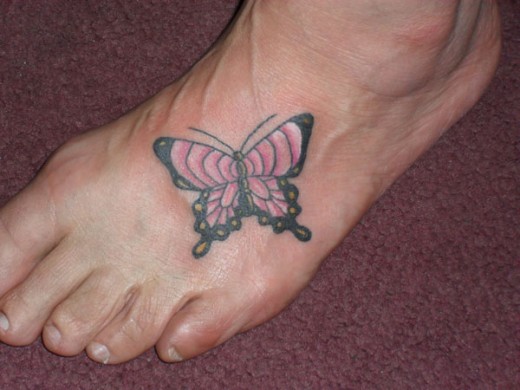 butterfly-tattoo on foot