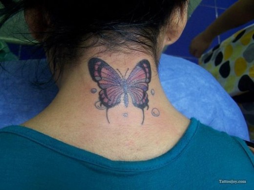 Butterfly Tattoo On Neck