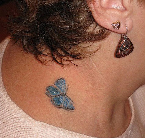 Butterfly Tattoo On Neck