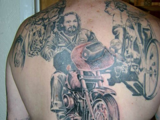 Biker Tattoo On Back