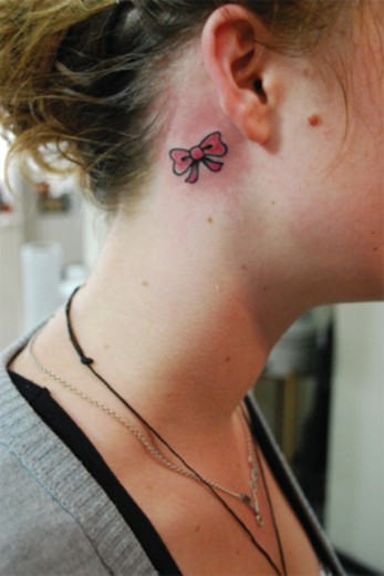 Bow Tattoo Behind Ear