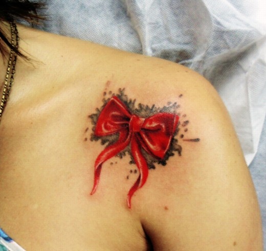 Bow Tattoo On Shoulder