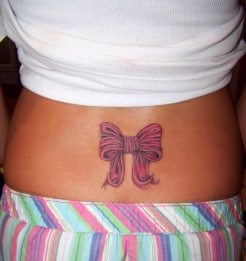 Bow Tattoo On Waist