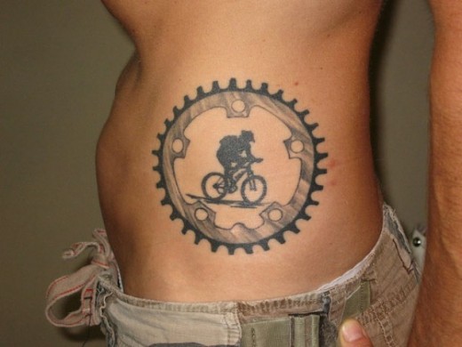 Rider On Cycle Tattoo On Waist
