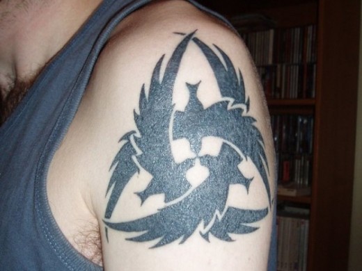 Black Wings Tattoo On Shoulder