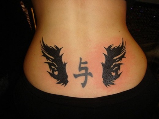 Black Wings Tattoo On Waist