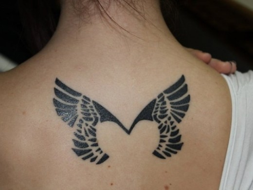 Bold Wings Tattoo On Back