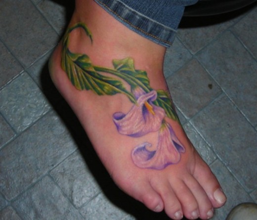 Calla Lillies Tattoo On Foot