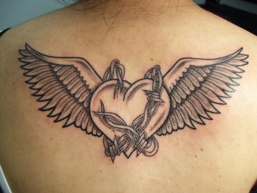Heart Wings Tattoo On Back