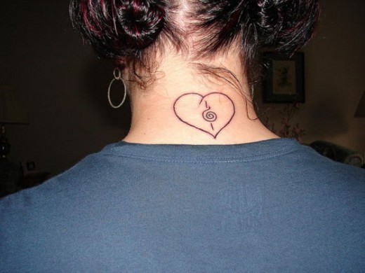 Simple Heart Tattoo On Neck