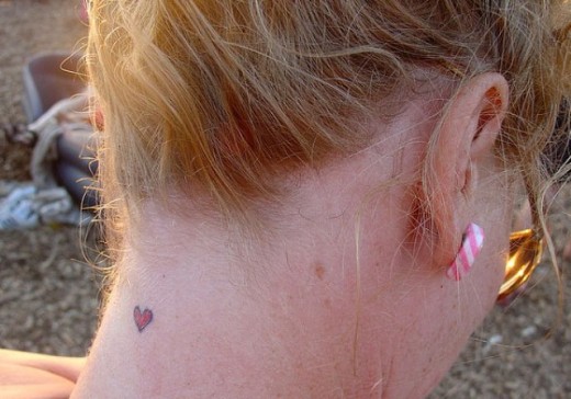 Small Heart Tattoo On neck