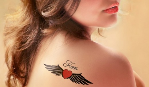 Winged Heart Tattoo On Back