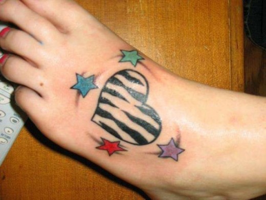 Zebra Heart Tattoo On Foot