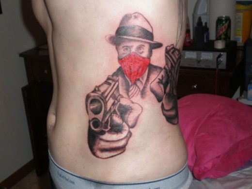 Gangster Tattoo On Rib