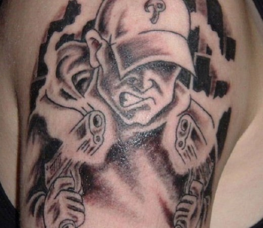 Gangster Tattoo On Shoulder