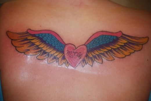 Memorial Heart Wings Tattoo