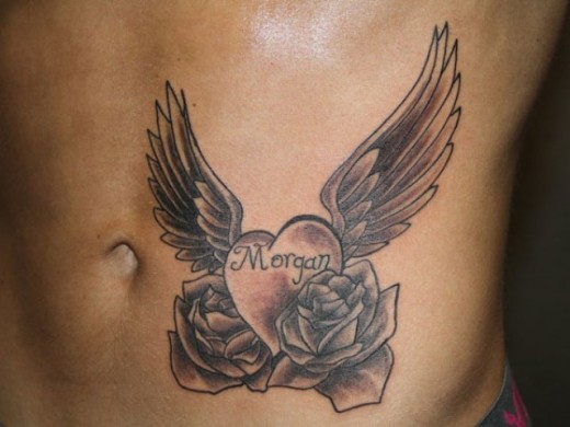 Morgan Heart Tattoo On Belly