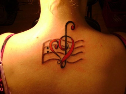 Music Heart Tattoo On Back