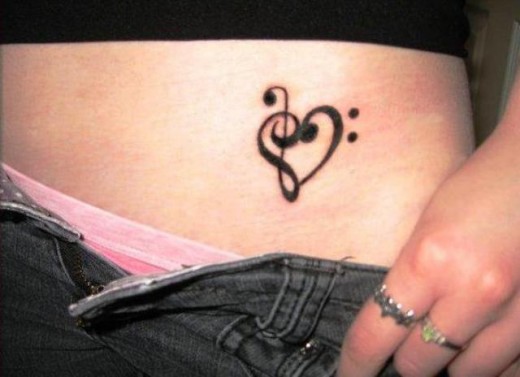 Music Heart Tattoo On Waist