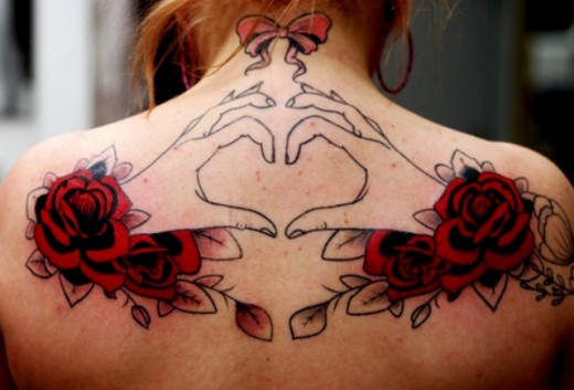 Nice Heart Tattoo On Back