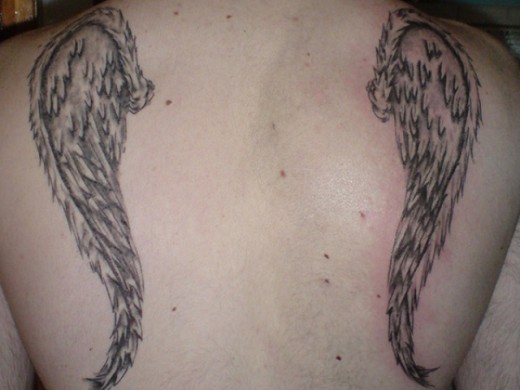 Traditional Wings Tattoo On Back