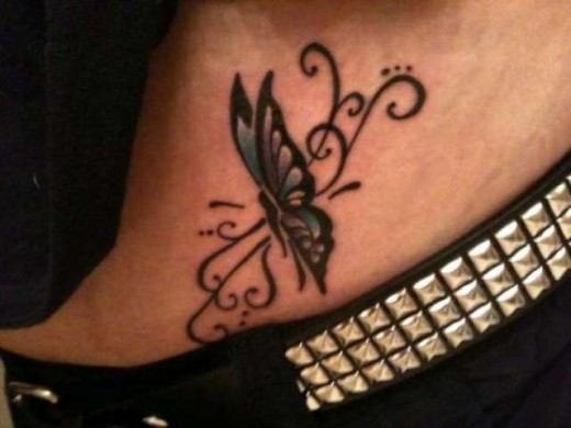 Tribal Butterfly Tattoo On Waist