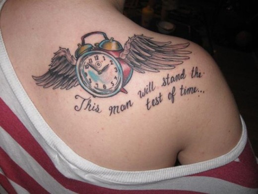 Wings & Words Tattoo On Back