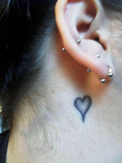 Little Heart Tattoo Behind Ear