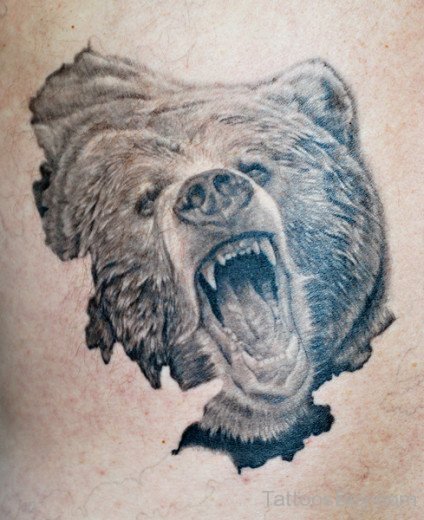 Angry Bear Face Tattoo