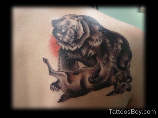 Back Traditional Bear Tattoo