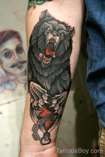 Bear Tattoo On Forearm