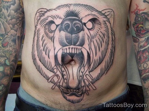 Bear Tattoo On Stomach