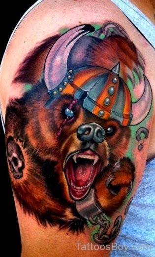 Brown Bear Shoulder Tattoo