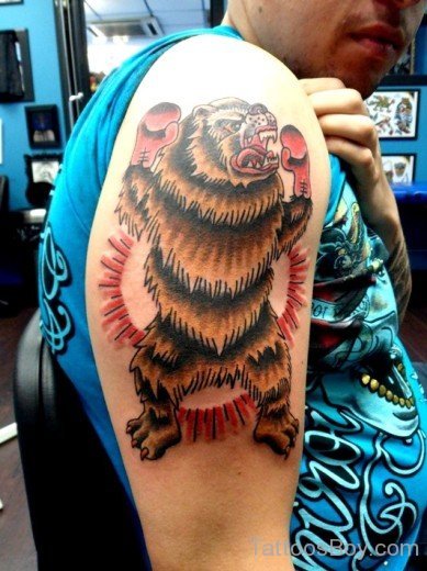 Shoulder Angry Bear Tattoo