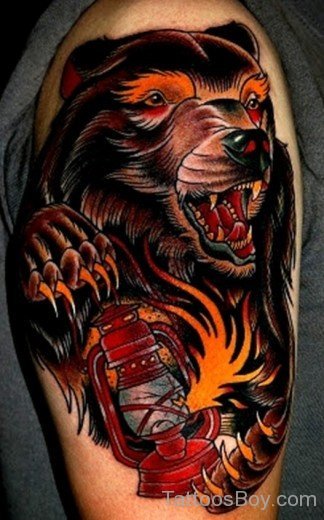Shoulder Traditional Bear Tattoo