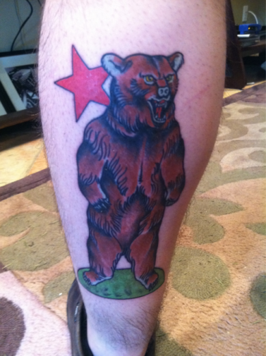 Standing Bear Tattoo On Leg