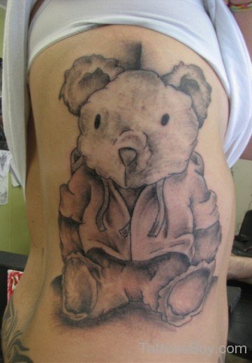 Teddy Bear Tattoo On Rib Side