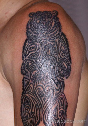 Tribal Bear Tattoo On Shoulder