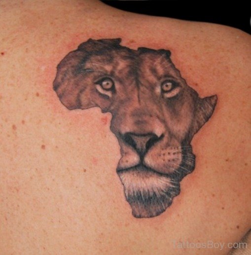 Africa Map Tattoo In Lion Shape
