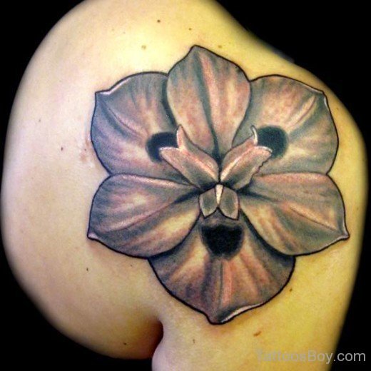 African Flower Tattoo On Shoulder
