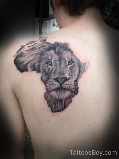 African Lion Map  Tattoo On  Back