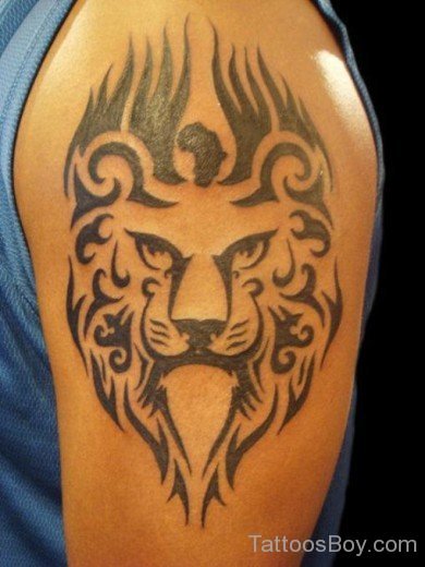 African Lion Tattoo On Shoulder