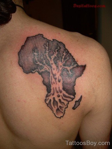 Stylish African Map Tattoo On Back Body