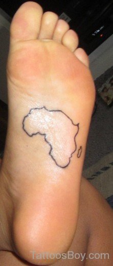 African Outline Map Tattoo On Ankle 