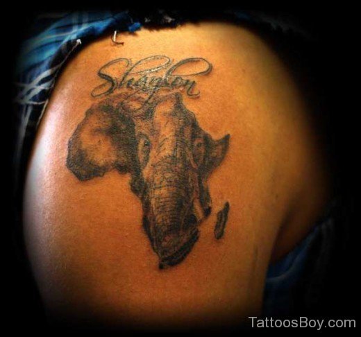 Amazing African Elephant Tattoo On Shoulder